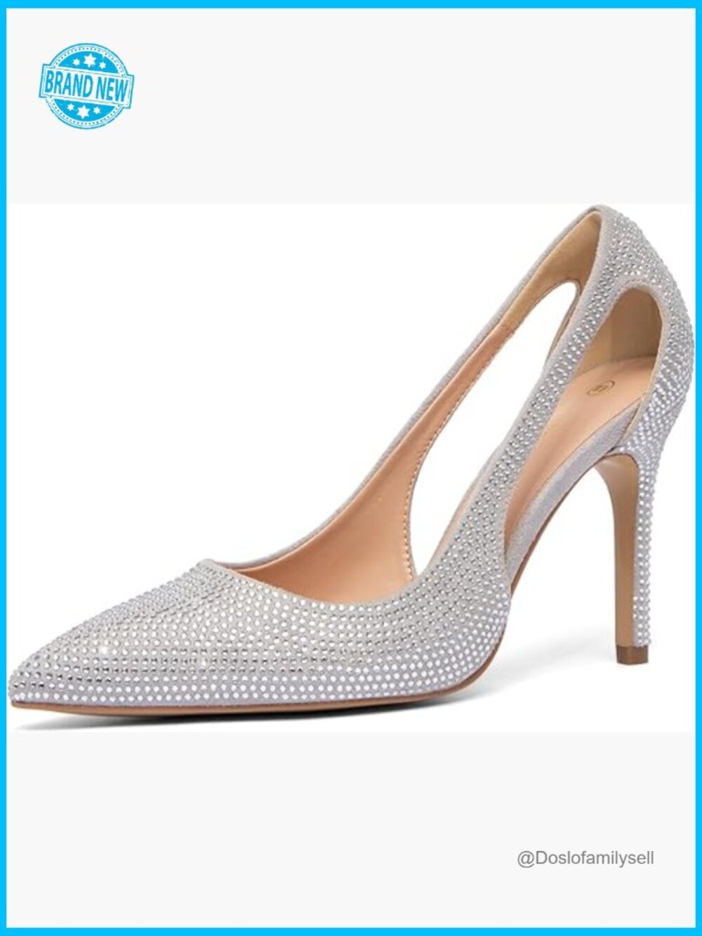 Glitter Stiletto Heels Pointed Toe High Heels Hollowed Sides Dress Pumps Party